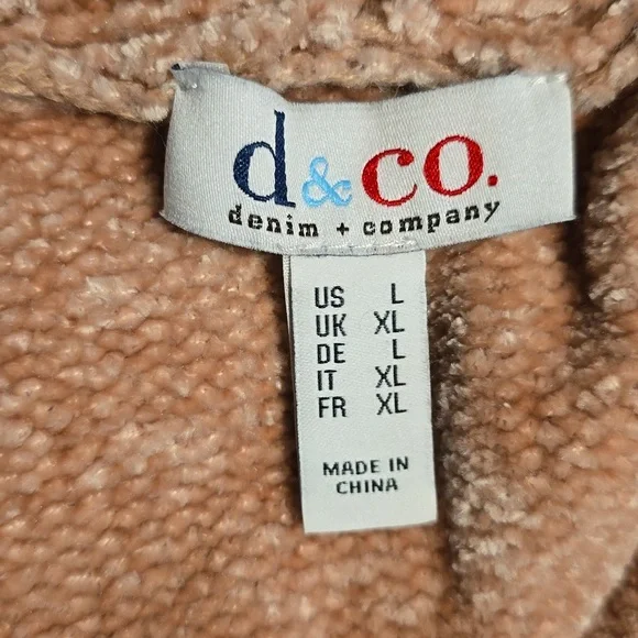 D&Co Mauve Chenille Cardigan Worth Pockets Sz L - Picture 4 of 5